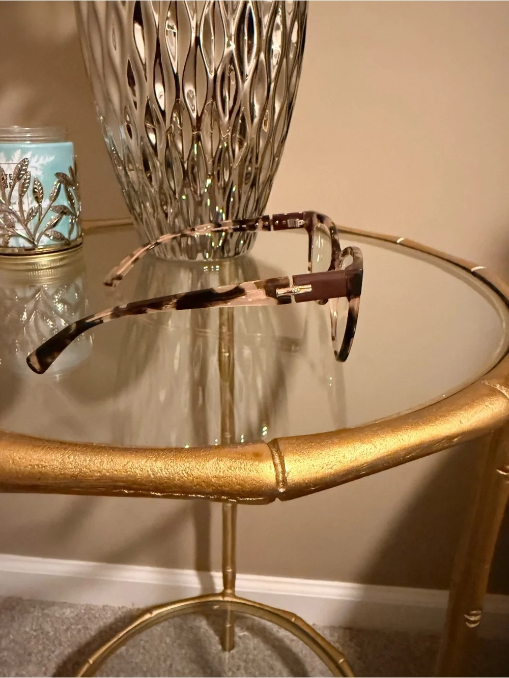 Longchamp Pink Tortoiseshell Cat-Eye Glasses with Brown Case
